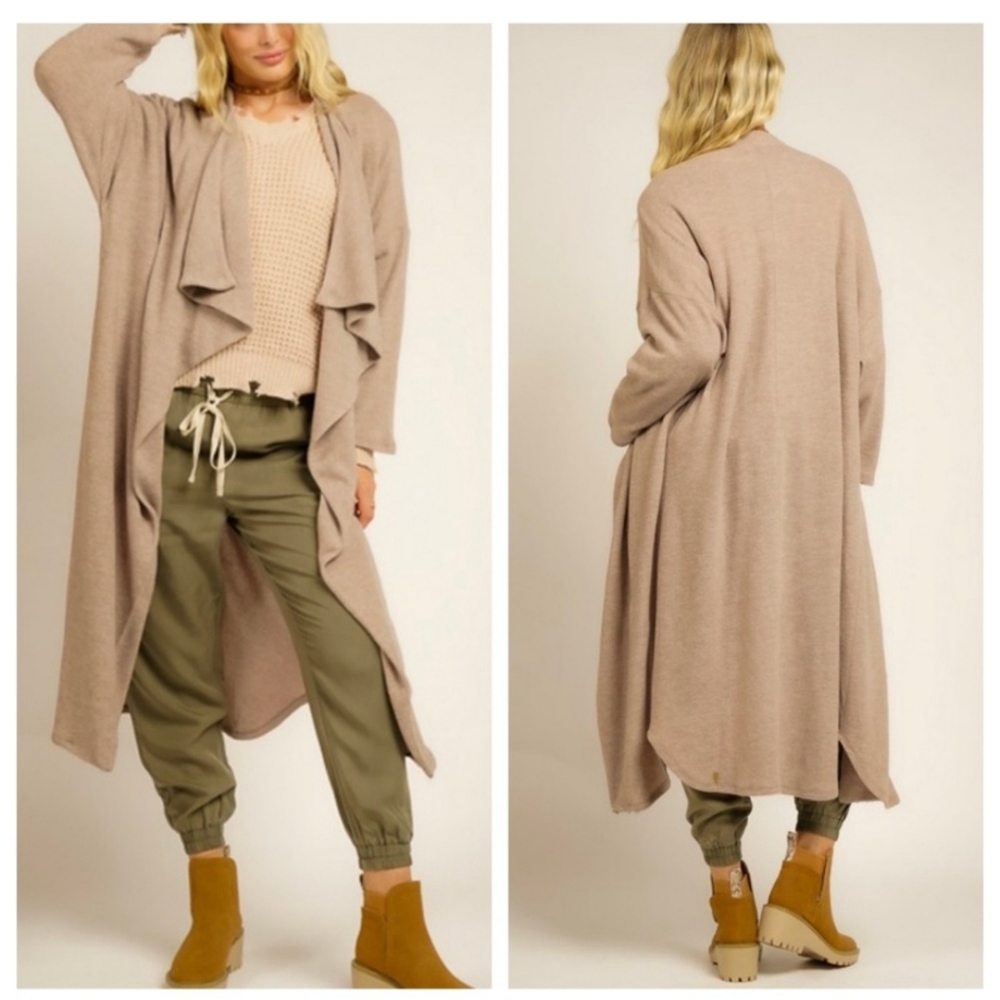 Cozy Drape Front Long Cardigan - Soft Neutral Layering Sweater